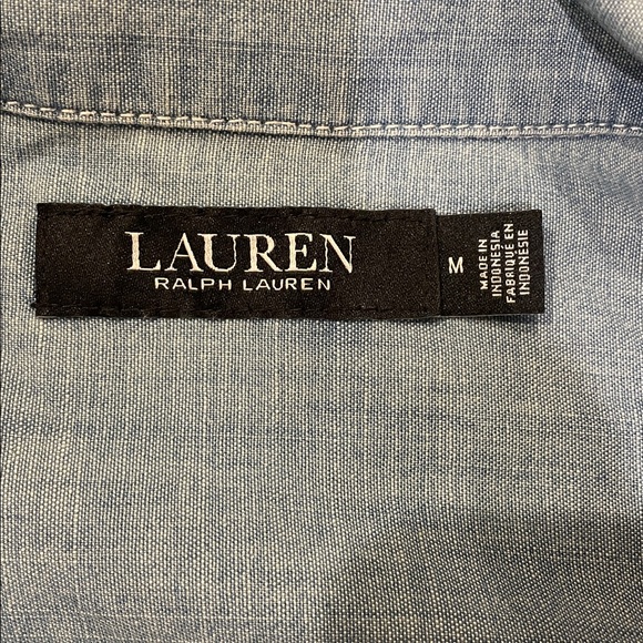 Ralph Lauren Denim Blue Chambray Short-Sleeve Shirt Size Medium - Picture 10 of 10